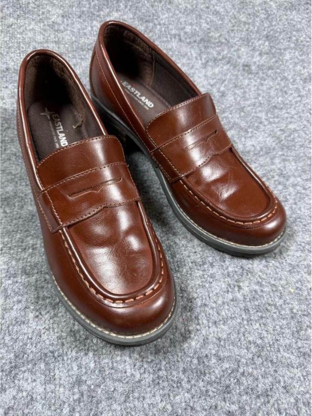 Eastland Brown Leather Slip-On Loafers Size 10